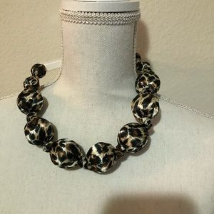Leopard satin bead necklace